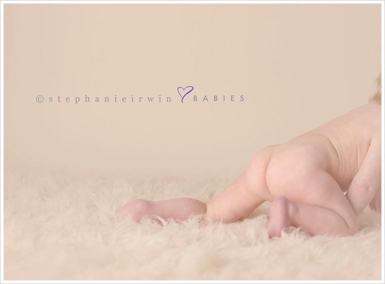 Markham baby photography of baby boy bare bum crawling 