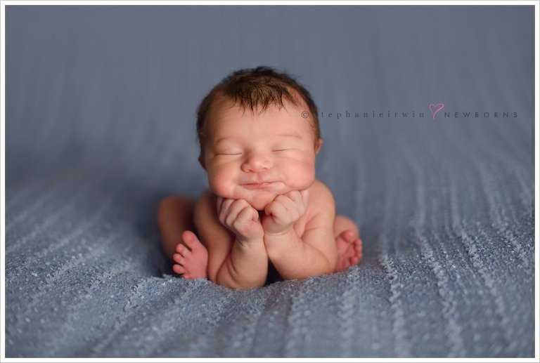 Markham baby photography of smiley newborn boy