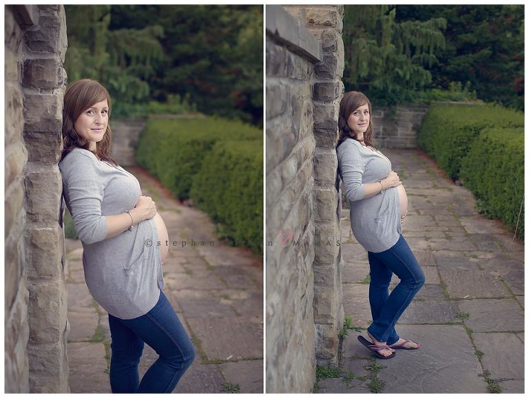 outdoor Toronto maternity photography of beautiful mother to be captured at Alexander Muir Memorial Gardens