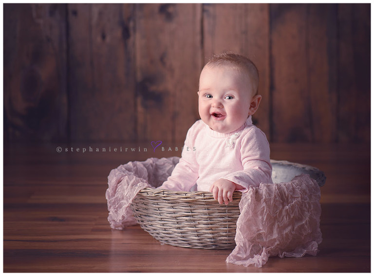 baby girl in a basket Toronto studio