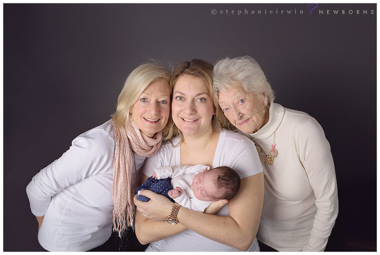 four generations newborn family image